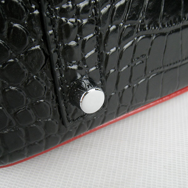 High Quality Fake Hermes Birkin 35CM Crocodile Veins Leather Bag Black/Red 6089